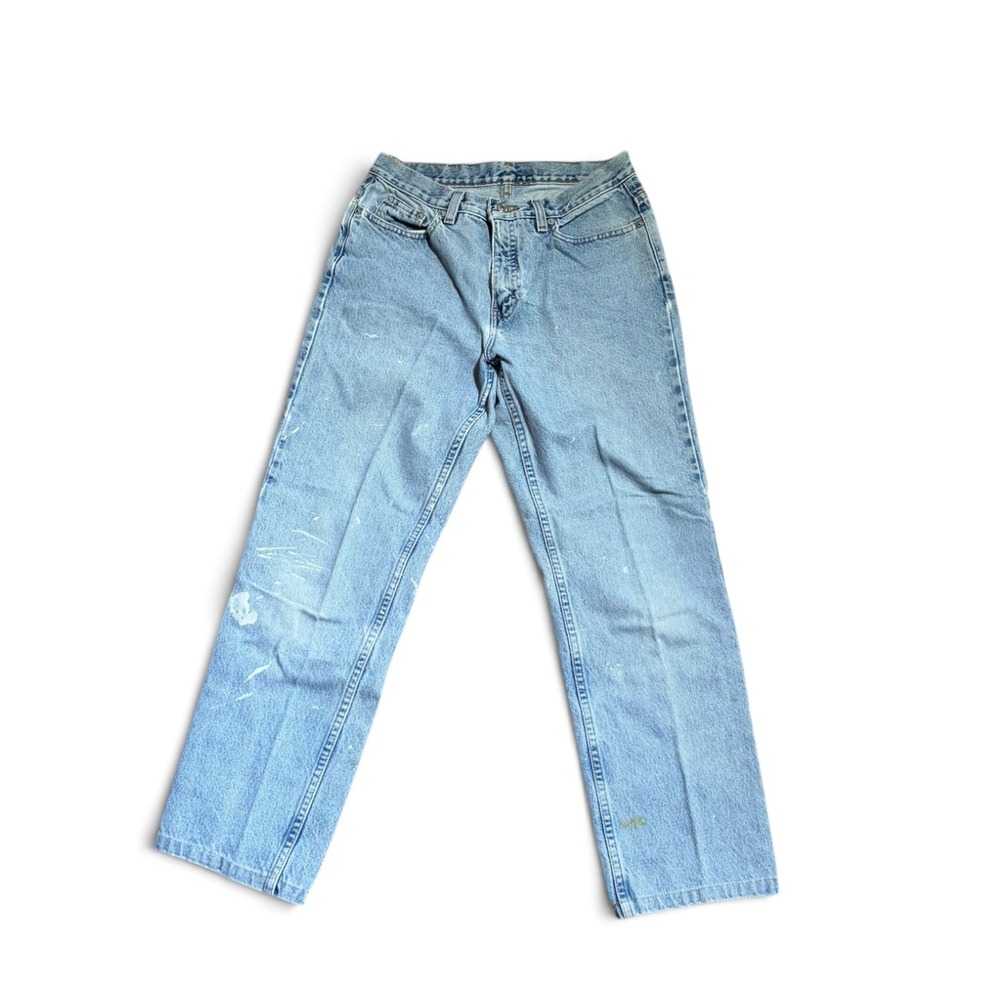 Tommy Hilfiger Vintage Straight Leg Light Wash Denim Jeans 29x29.5 Distressed